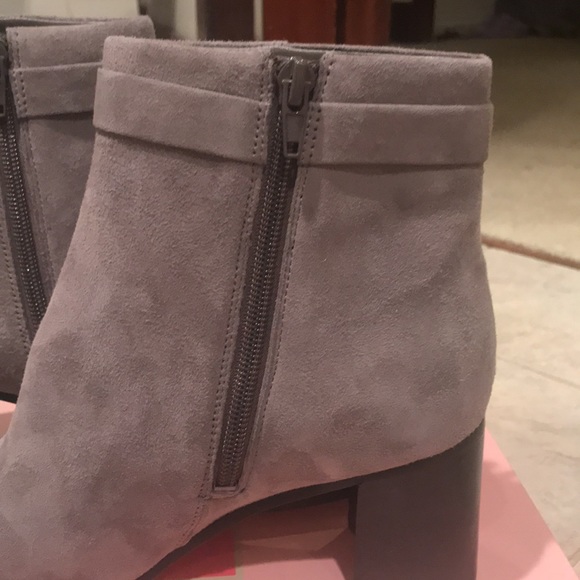 Kate Spade! Madelaine Hare Grey Strap Heeled Suede Booties NWT/NIB! - Picture 9 of 16